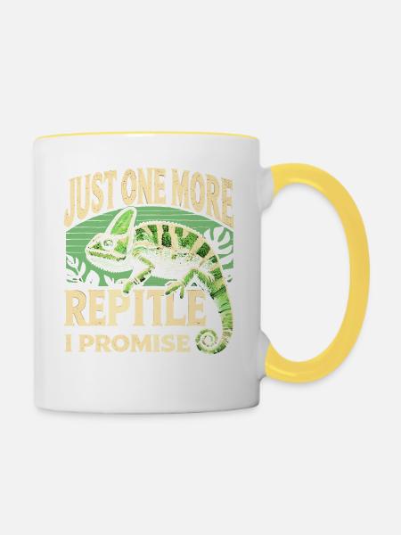 Nur noch ein Reptil, versprochen - Tasse zweifarbig - Weiß/Gelb