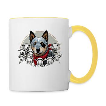 Ich habe 100 Follower alle Schafe - Tasse zweifarbig - Weiß/Gelb - Rechts