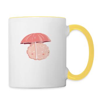 Brainstorm Creativity Humor Brain Cartoon Rain - Contrasting Mug - white/yellow - Right