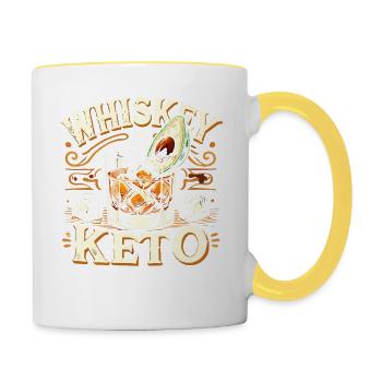 Whiskey ist Keto - Tasse zweifarbig - Weiß/Gelb - Rechts