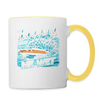 Bootfahren macht mich nass - Tasse zweifarbig - Weiß/Gelb - Rechts