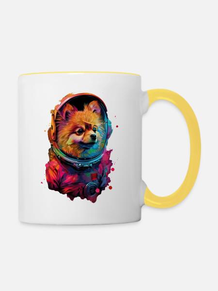 Zwergspitz - Tasse zweifarbig - Weiß/Gelb