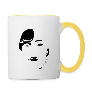 AMAZIGH TATTOO FACE WITH JEWELRY - Contrasting Mug - white/yellow - Right