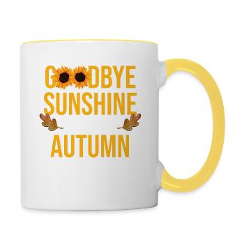 Wiedersehen Sonnenschein Hallo Crisp Herbstluft - Tasse zweifarbig - Weiß/Gelb - Rechts