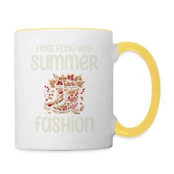 Last Fling With Summer Fashion Transition Autumn Design - Contrasting Mug - white/yellow - Right