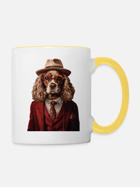 Cocker Spaniel - Tasse zweifarbig - Weiß/Gelb