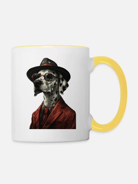 Dalmatiner - Tasse zweifarbig - Weiß/Gelb