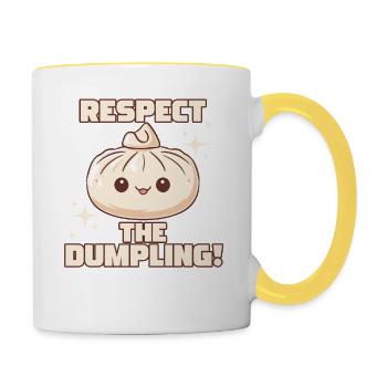 Respect The Dumpling Niedlicher Cartoon Dumpling - Tasse zweifarbig - Weiß/Gelb - Rechts