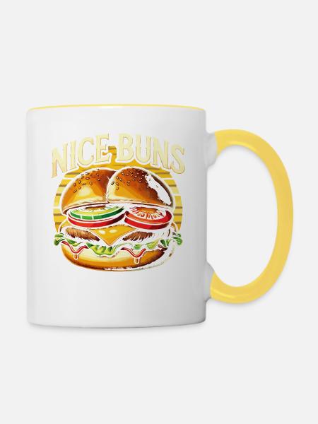Schöne Brötchen - Tasse zweifarbig - Weiß/Gelb