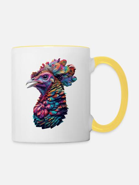 Truthahn - Tasse zweifarbig - Weiß/Gelb
