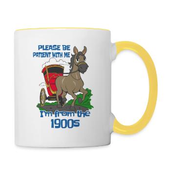 Please bear with me, I'm from the 1900s - Contrasting Mug - white/yellow - Right