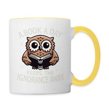 A Book A Day Keeps The Ignorance Away Owl - Contrasting Mug - white/yellow - Right