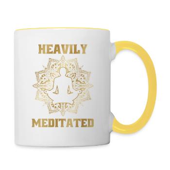 Heavily Meditated Mandala Spiritualität Innere - Tasse zweifarbig - Weiß/Gelb - Rechts