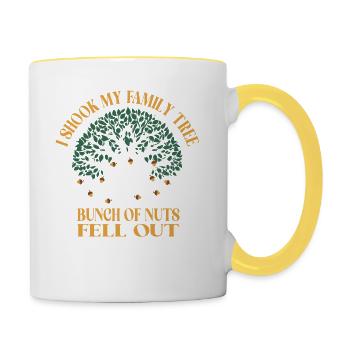 Ich Schüttelte Mein Stammbaum Und Viele Verrückte - Tasse zweifarbig - Weiß/Gelb - Rechts