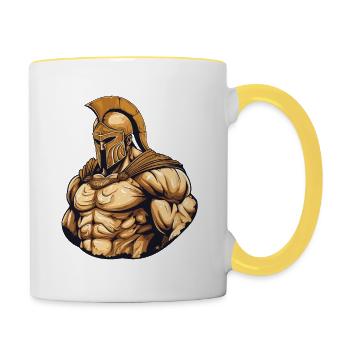 Spartan Gladiator Muscles - Contrasting Mug - white/yellow - Right