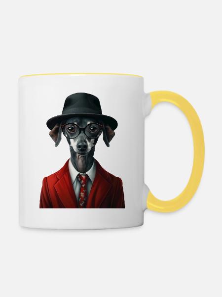 Italienischer Windspielhund - Tasse zweifarbig - Weiß/Gelb