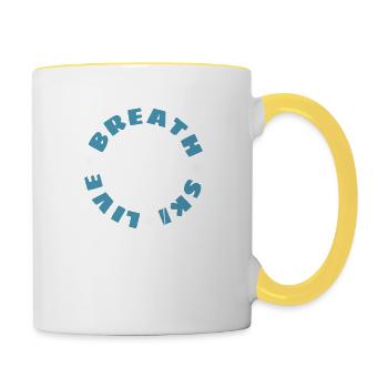 Skifahren Enthusiast Silhouette Design Skiing - Contrasting Mug - white/yellow - Right
