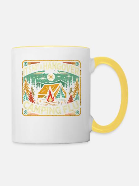 Kein Kater, sondern eine Camping-Grippe - Tasse zweifarbig - Weiß/Gelb