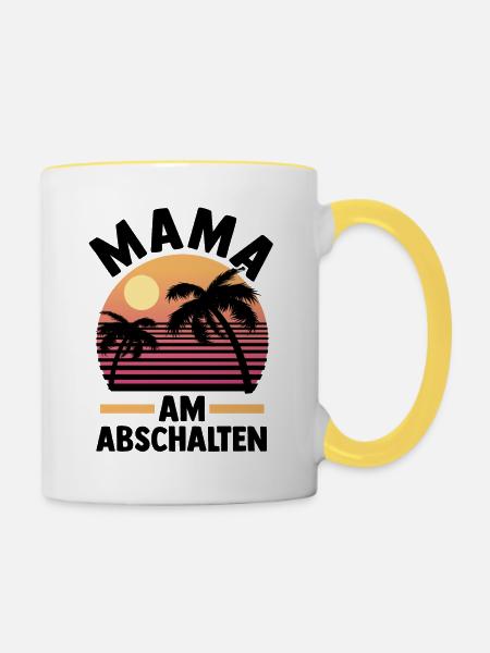 Urlaub Urlauberin Mutter Mama - Tasse zweifarbig - Weiß/Gelb