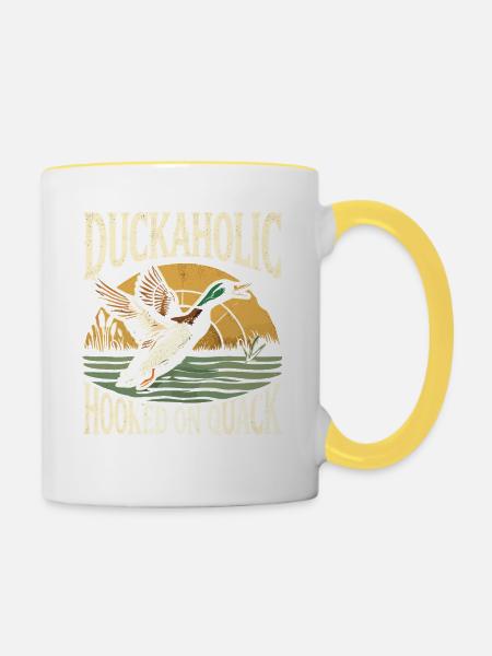 Duckaholic Hooked On Quack - Tasse zweifarbig - Weiß/Gelb