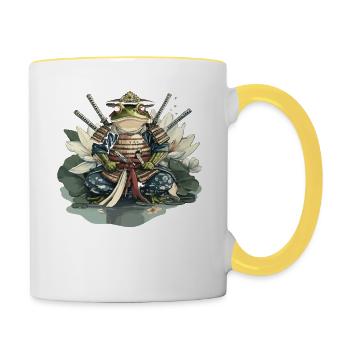 Frosch-Samurai: Krieger der Seerose - Tasse zweifarbig - Weiß/Gelb - Rechts