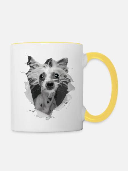 Chinesischer Schopfhund - Tasse zweifarbig - Weiß/Gelb