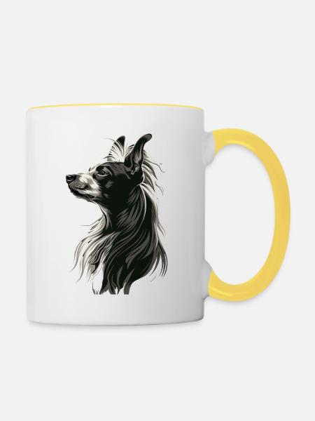 Chinesischer Schopfhund - Tasse zweifarbig - Weiß/Gelb