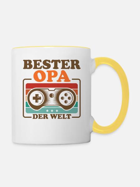 Bester Opa Der Welt - Tasse zweifarbig - Weiß/Gelb