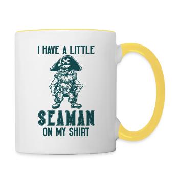 Pirate drôle : J'ai un petit marin dessus - Mug contrasté - blanc/jaune - Droite