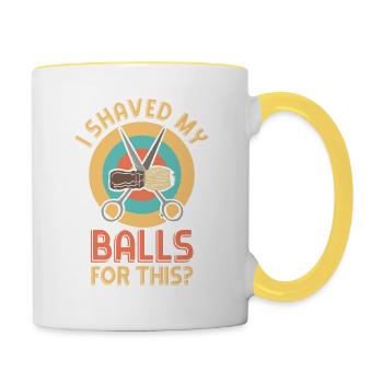 Je me suis rasé les couilles pour ça ? Dicton humoristique - Mug contrasté - blanc/jaune - Droite