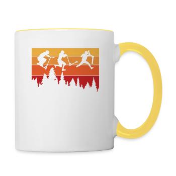 Adventurous scooter silhouette in - Contrasting Mug - white/yellow - Right