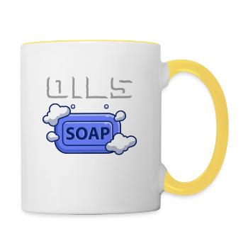Ich Verwandle Öle In Seife - Was Ist Deine - Tasse zweifarbig - Weiß/Gelb - Rechts