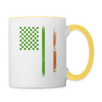 Patriotic Irish American Flag Ireland St. Patricks - Contrasting Mug - white/yellow - Right
