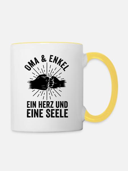 Großmutter Enkel Oma - Tasse zweifarbig - Weiß/Gelb