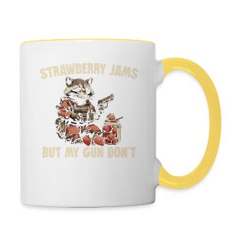 Des confitures de fraises mais pas mon arme – Plus drôle - Mug contrasté - blanc/jaune - Droite