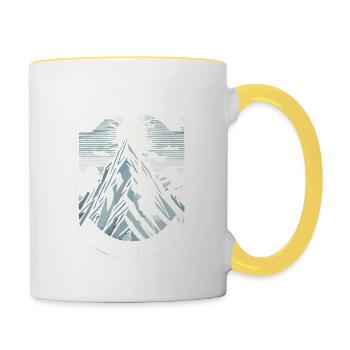 Höher klettern, weiter sehen - Tasse zweifarbig - Weiß/Gelb - Rechts
