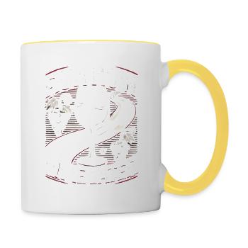 Jetzt laufen Wein später - Tasse zweifarbig - Weiß/Gelb - Rechts