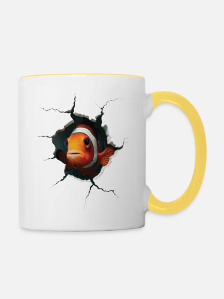 Clownfisch - Tasse zweifarbig - Weiß/Gelb