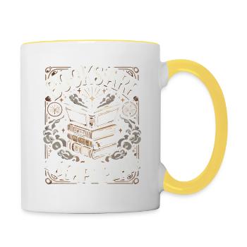 Bücher sind mein Fluchtplan - Tasse zweifarbig - Weiß/Gelb - Rechts