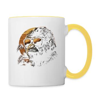 Relaxed gorilla with sunglasses in front of - Contrasting Mug - white/yellow - Right