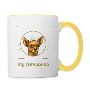 Three things: family, freedom, Chihuahua - - Contrasting Mug - white/yellow - Right