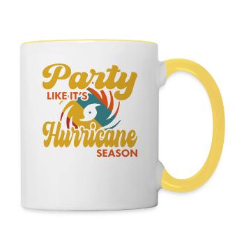 Party Like It's Hurricane Season Spaß und - Tasse zweifarbig - Weiß/Gelb - Rechts