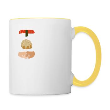 Sushi Roll Rouleau à la cannelle Rouleau de Jiu Jitsu Humour pour - Mug contrasté - blanc/jaune - Droite