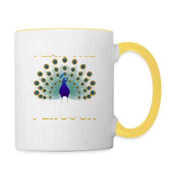 Fear The Peacock - Majestic Bird With Pride - Contrasting Mug - white/yellow - Right