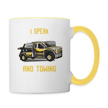 Ich Spreche 4 Sprachen: Englisch, Profanity, - Tasse zweifarbig - Weiß/Gelb - Rechts