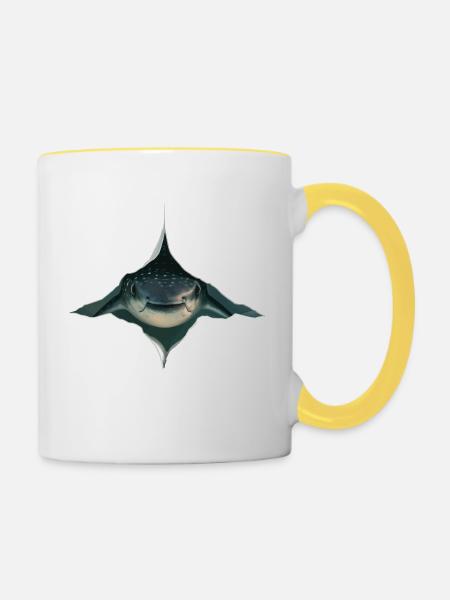 Stachelrochen - Tasse zweifarbig - Weiß/Gelb