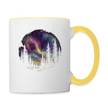 Mystical Northern Lights in the Forest: Dreamlike Skies - Contrasting Mug - white/yellow - Right