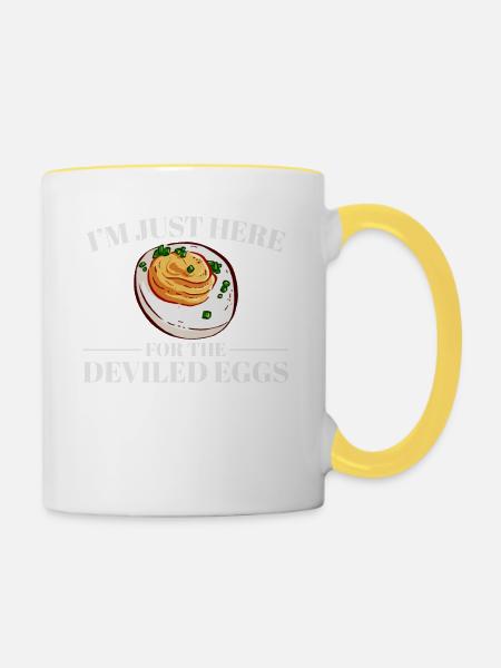 Ich Bin Nur Wegen Der Russischen Eier Hier - Tasse zweifarbig - Weiß/Gelb