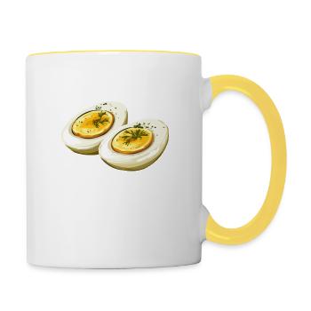 Je suis juste ici pour la déclaration sur les œufs du diable - Mug contrasté - blanc/jaune - Droite