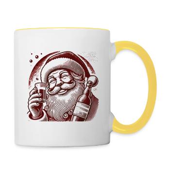 Weihnachten Humor Santa Alkohol Genießer - Tasse zweifarbig - Weiß/Gelb - Rechts